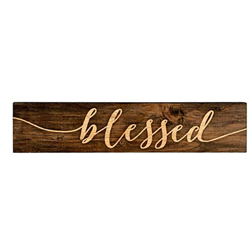 P Graham Dunn Blessed Script Design 25 x 1175 Inch Solid Pine Wood Farmhouse Stick Sign