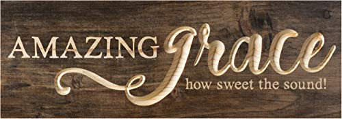 P Graham Dunn Amazing Grace Distressed Engraved 1575 x 55 Inch Solid Pine Wood Plank Wall Plaque Sign