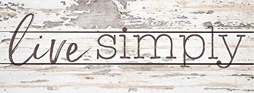 P Graham Dunn Live Simply Whitewash 12 x 45 Solid Wood Boxed Pallet Plaque Sign