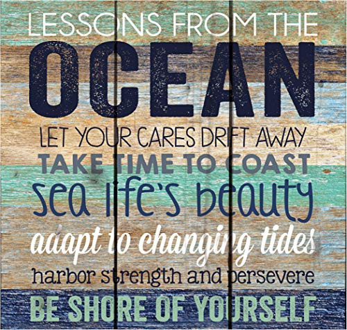P Graham Dunn Lessons from Ocean Blue Lath Look 105 x 10 Wood Pallet Wall Plaque Sign