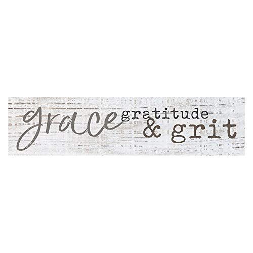 P Graham Dunn Grace Gratitude  Grit Whitewash 6 x 15 Mini Pine Wood Tabletop Sign Plaque