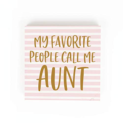 P Graham Dunn Favorite People Aunt Striped 538 x 538 Pine Wood Tabletop Word Block Sign