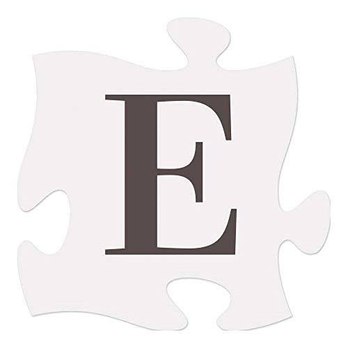 P Graham Dunn Monogram E Classic White 6 x 6 Wood Decorative Mini Puzzle Piece Plaque