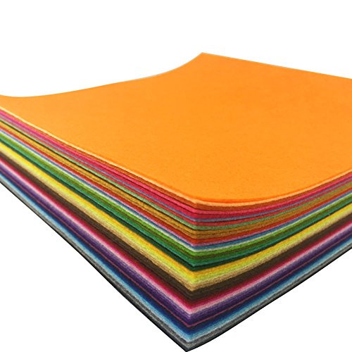 48pcs Felt Fabric Squares Sheets, 48 Assorted Candy Colors For Craft, Nonwoven Patchwork pack sheet 1mm Thickness (20cm x 20cm)