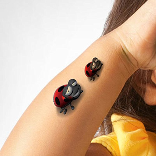 TAFLY Temporary Tattoo 3D Ladybug Waterproof Insects Tattoo Stickers for Kids 5 Sheets