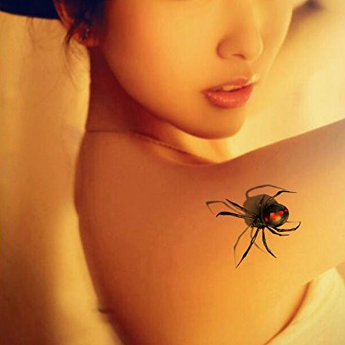 TAFLY Fake Waterproof 3D Insects Temporary Spiders Tattoos Stickers 5 Sheets
