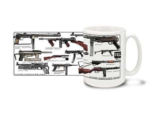Cuppa Second Amendment Rights 15Ounce Coffee Mug with Classic SMGs