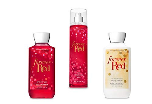 Bath and Body Works Forever Red Shower Gel Body Lotion Fine Fragrance Mist Daily Trio Gift Set 2018