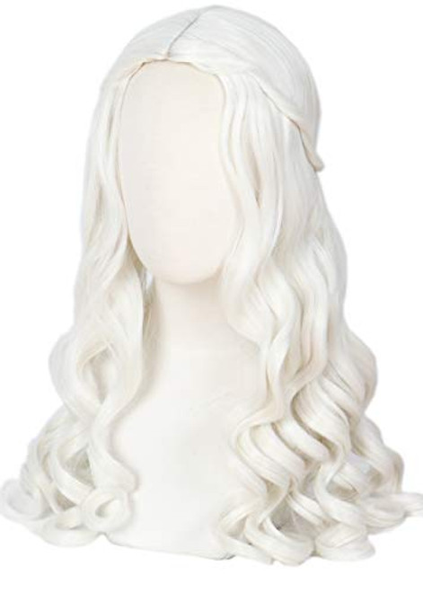 Linfairy Women Girls White Blonde Long Wavy Wig Halloween Cosplay Costume Queen Wig Adult Linfairy Women Girls White Blonde Long Wavy Wig Halloween Cosplay Costume Queen Wig Adult