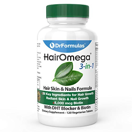 DrFormulas HairOmega 3in1 Hair Growth Vitamins with DHT Blocker Biotin for Women Men Hair Skin and Nails Supplement for Hair Loss 120 Pills DrFormulas HairOmega 3in1 Hair Growth Vitamins with DHT Blocker Biotin for Women Men Hair Skin and Nails Supplement for Hair Loss 120 Pills