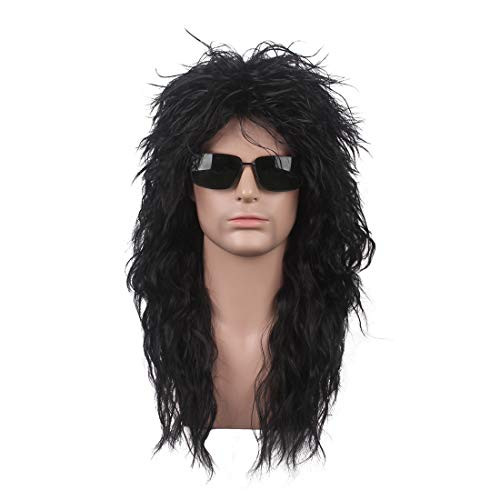 wildcos Long Curly hair Cosplay Wig for Men Black