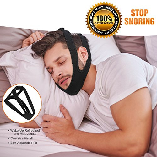 KPAO Adjustable Stop Snoring Chin Strap AntiSnore Sleep Aid Sleep Well Naturally Comfortable Black