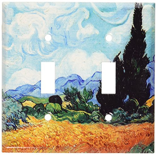 Art Plates - Van Gogh: Yellow Wheat & Cypresses Switch Plate - Double Toggle