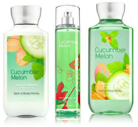 Bath  Body Works Cucumber Melon Gift Set Body Lotion 8 Fl Oz Shower Gel 10 Fl Oz  Find Fragrance Mist 8 Fl Oz