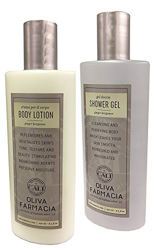 Baronessa Cali Oliva Farmacia Ginger Bergamot Shower Gel and Body Lotion Set 85 Fluid Ounces