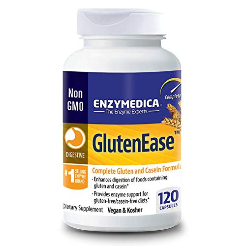 Enzymedica GlutenEase Digestive Aid for Gluten and Casein Digestion Vegan NonGMO 120 capsules 120 servings