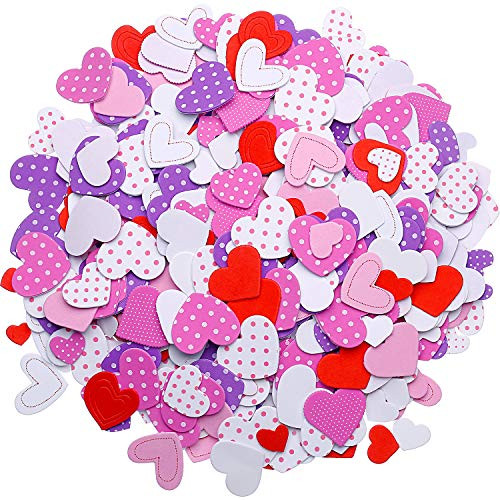 Tatuo 600 Pieces Foam Heart Foam Adhesive Hearts Stickers Mothers Day Valentines Day Foam Heart Stickers for Arts Craft Mothers Day Cards Scrapbook Decoration Colorful Foam Stickers