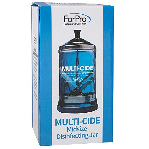 ForPro MultiCide Midsize Disinfecting Jar  Disinfectant Glass Jar for Manicure  Spa Implements  21 Ounces 8 H x 425 W