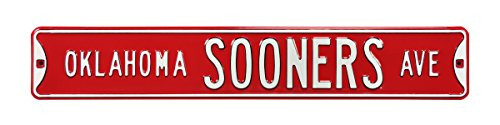 Authentic Street Signs 70041 Oklahoma Sooners Ave Heavy Duty Metal Street Sign Wall Decor 36 x 6 Red Authentic Street Signs 70041 Oklahoma Sooners Ave Heavy Duty Metal Street Sign Wall Decor 36 x 6 Red
