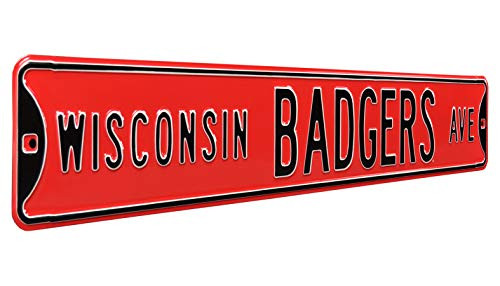 Authentic Street Signs 70050 Wisconsin Badgers Ave Heavy Duty Metal Street Sign Wall Decor 36 x 6 Red Authentic Street Signs 70050 Wisconsin Badgers Ave Heavy Duty Metal Street Sign Wall Decor 36 x 6 Red