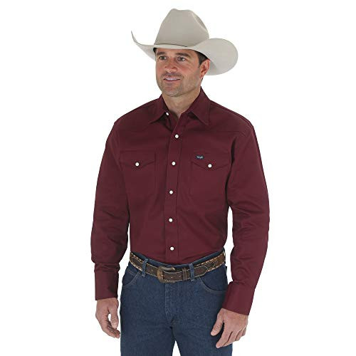 Wrangler Mens Authentic Cowboy Cut Work Western LongSleeve Firm Finish ShirtRed OxideXXLarge