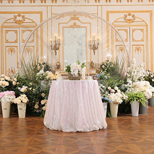 PartyDelight Sequin Tablecloth Table Topper Tree Skirt Round 70 Iridescent