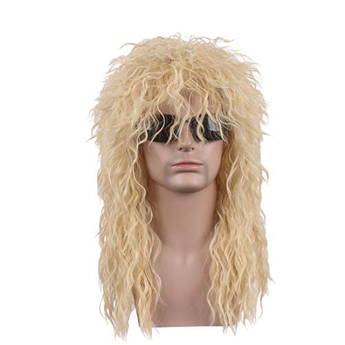 wildcos Long Blonde Curly hair Cosplay Wig for Men Blonde