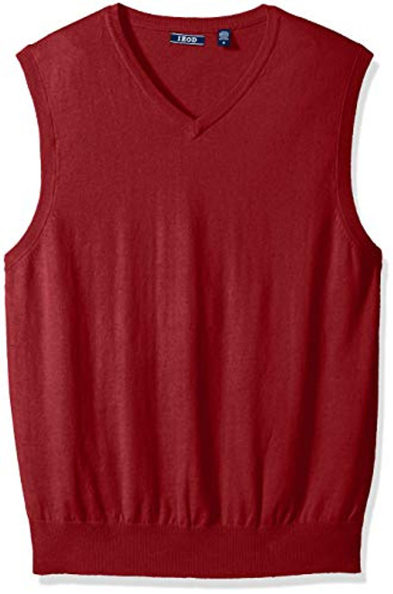 IZOD Mens Premium Essentials Solid VNeck 12 Gauge Sweater Vest Biking Red XLarge