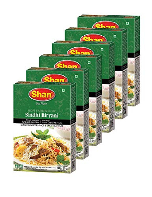Shan Sindhi Biryani Recipe and Seasoning Mix Bundle 60g Spice PowderPack of 6 No Preservatives Tasty rice dish meat layered Pilaf Shan Sindhi Biryani Recipe and Seasoning Mix Bundle 60g Spice PowderPack of 6 No Preservatives Tasty rice dish meat layered Pilaf