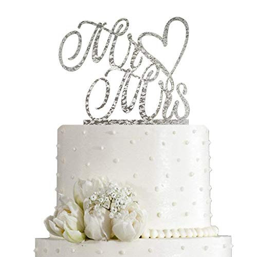Mr and Mrs Cake Topper  Bride And Groom Sign Wedding Engagement Cake Toppers Decorations Silver Glitter Acrylic