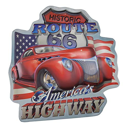 Historic Route 66 Americas Highway Embossed Metal Sign