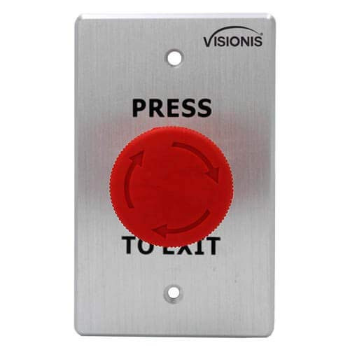 Visionis VIS7033 Indoor Big Red Request To Push To Exit Button For Door Access Control With NC COM And NO Outputs