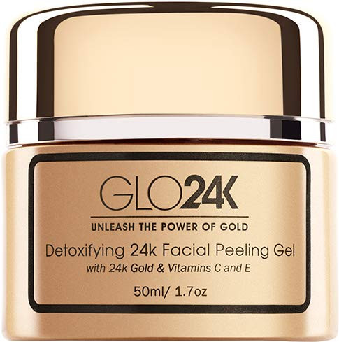 GLO24K Facial Peeling Gel with 24k Gold and Vitamins CE For optimal Exfoliation and Microdermabrasion Restore and Revive your Skin