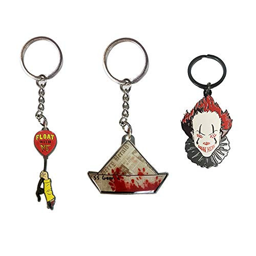 Hat Shark Float Balloon Scary Clown Face SS Georgie Set of 3 Enamel Metal Pendant Key Chains