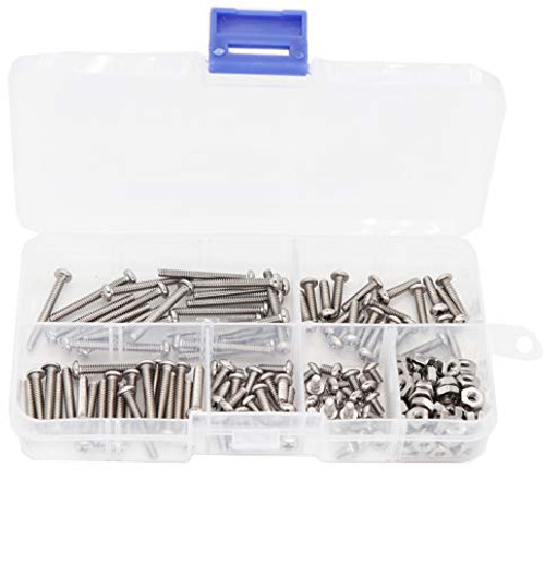 binifiMux 160pcs 440 UNC Phillips Pan Head Machine Screws Hex Nuts Assortment Kit 304 Stainless Steel Silver Tone
