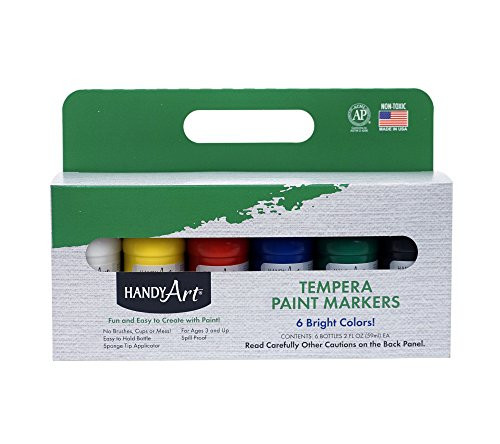 Handy Art 6 color - 2 ounce Primary Tempera Paint Markers Kit
