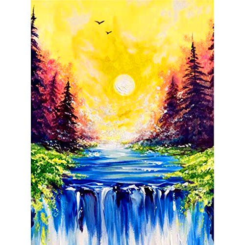DIY 5D Diamond Painting by Number Kits Crystal Rhinestone Diamond Embroidery Paintings Pictures Arts Craft for Home Wall Decor Full DrillWaterfall View at Sunset DIY 5D Diamond Painting by Number Kits Crystal Rhinestone Diamond Embroidery Paintings Pictures Arts Craft for Home Wall Decor Full DrillWaterfall View at Sunset