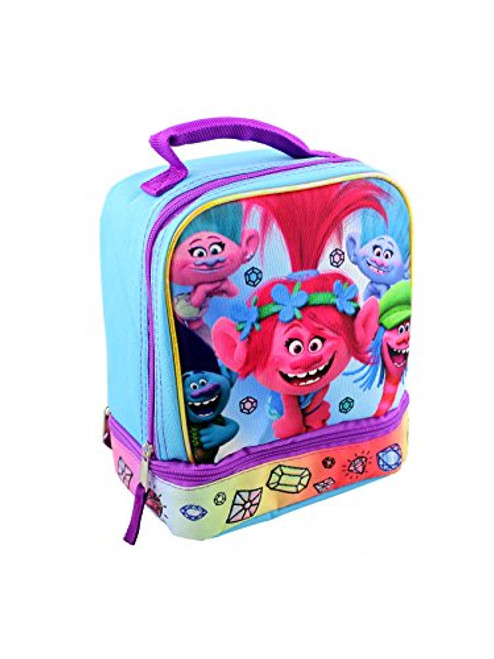 Trolls Dual Compartment Soft Lunch Box (Blue/Pink)