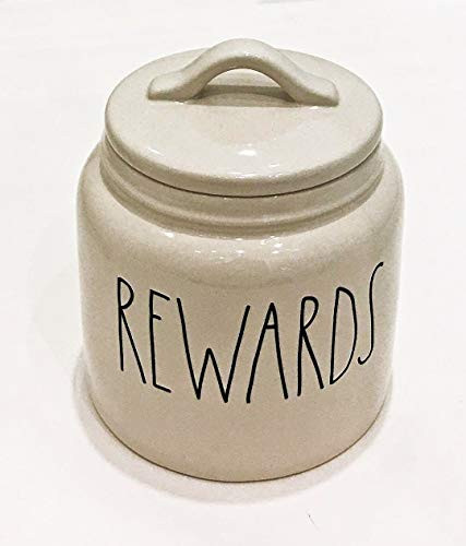 Rae Dunn Magenta Ceramic Pet Treat Canister Inscribed Rewards