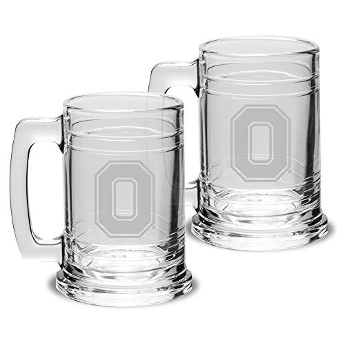 University Glass NCAA Ohio State Buckeyes Colonial Tankard Set of 2 Clear 15 oz