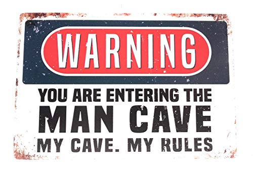 DRDM Warning You are Entering The Man Cave My Cave My Rules Unique Tin Sign Perfect for Man Caves Novelty Sign College Dorm Room Sign 8Inch by 12Inch  TSC250