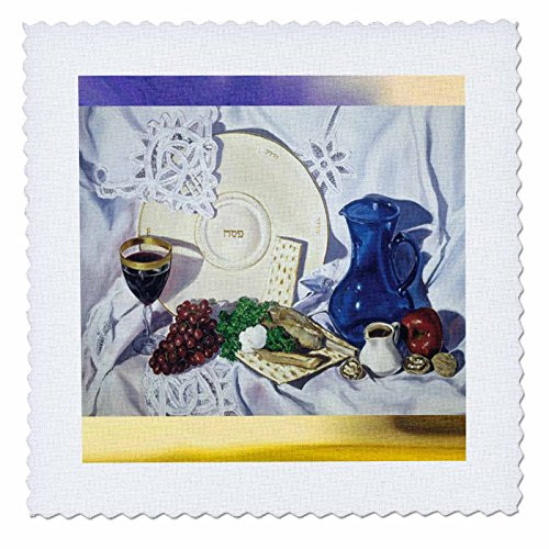 3dRose qs_13945_2 Passover Seder Quilt Square, 6 x 6