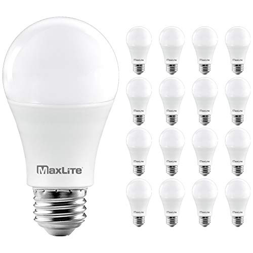 MaxLite A19 LED Bulb Enclosed Fixture Rated 100W Equivalent 1600 Lumens Dimmable E26 Medium Base 2700K Soft White 16Pack