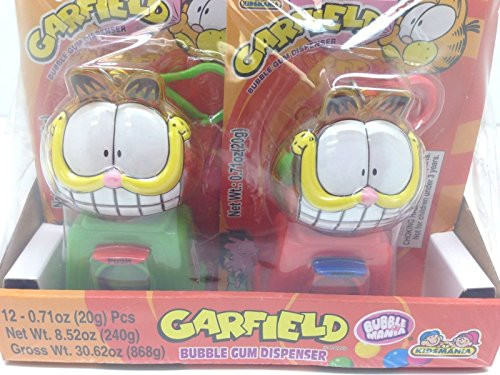 Garfield Bubble Gum Dispenser 12 Count RedGreen