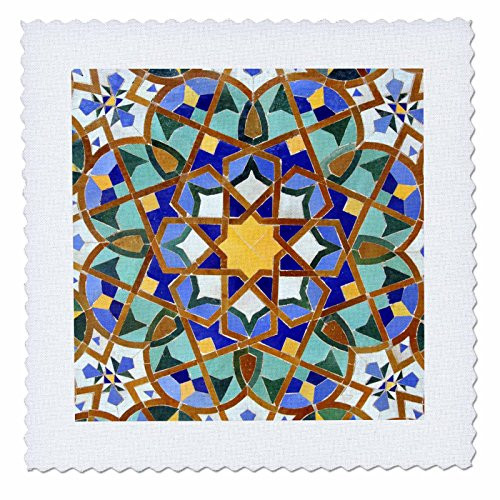 3dRose qs_73580_2 Morocco, Hassan Ii Mosque Mosaic, Islamic Tile Detail-Af29 Kwi0018-Kymri Wilt-Quilt Square, 6 by 6-Inch