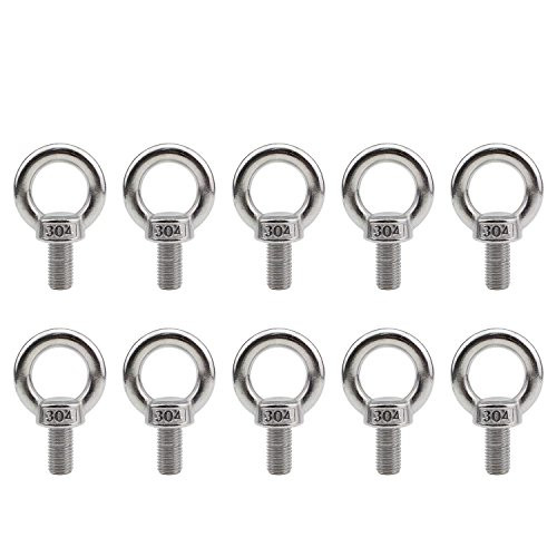Sutemribor M4 Thread Machinery Shoulder Lifting Ring Eye Bolt 304 Stainless Steel Screw Bolt with Male Thread 10PCS