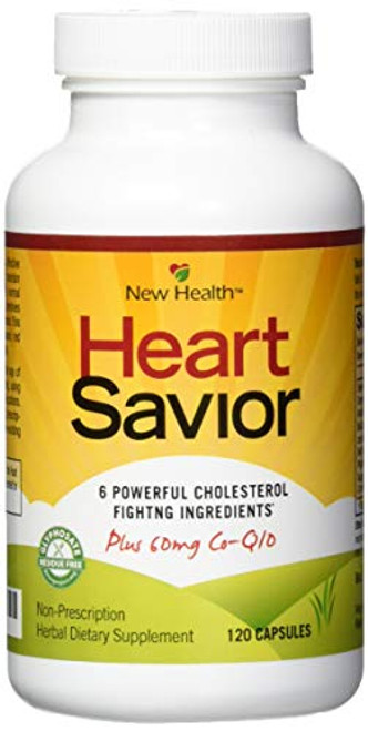 New Health HeartSavior Lower Cholesterol and Heart Health Supplement  Plant Sterols and 60mg of CoQ10  120 Capsules