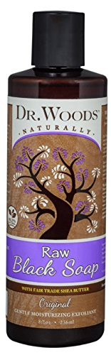 Dr Woods Raw Black Moisturizing Liquid Castile Soap with Organic Shea Butter 8 Ounce