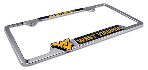 Premium All Metal NCAA Mascot License Plate Frame w 3D Logos West Virginia Premium All Metal NCAA Mascot License Plate Frame w 3D Logos West Virginia