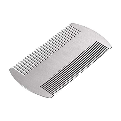 Beard Comb Mustache Comb with Fine  Coarse Teeth for Men by HAWATOUR  Stainless Steel